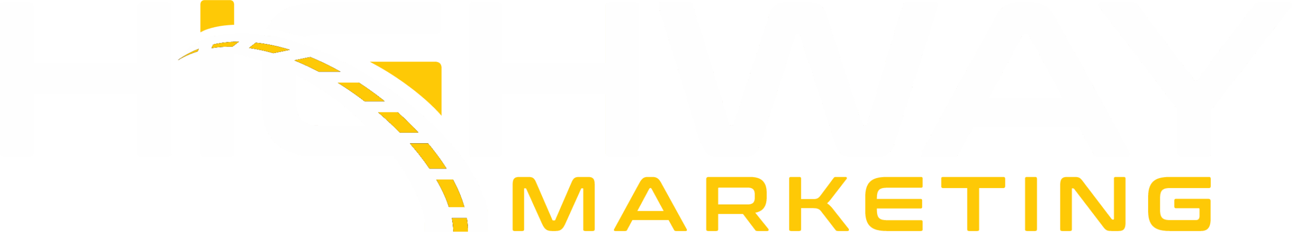 HighWay Marketing logo in yellow on a transparent background.